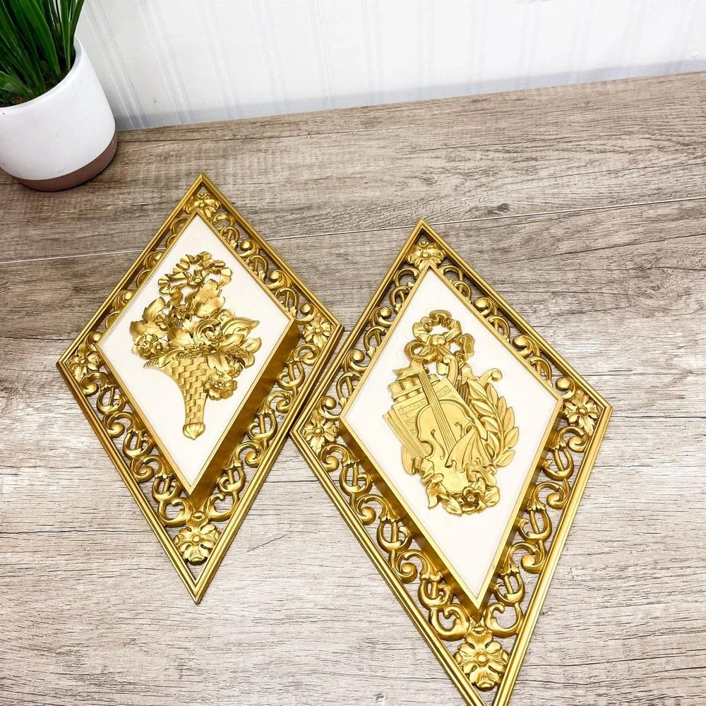 Faux Brass Gold‎ Wall Hanging Set of 2 - Burwood Interior Decor